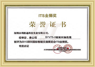 ITS Golden Lion Award Certificate of Honor